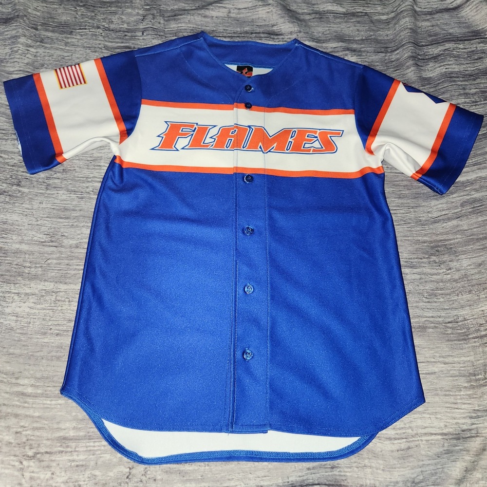 Alleson Athletic Flames Baseball Jersey #24 American Flag Adult Small‎